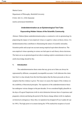 Carrierunderdetermination As an Epistemological Test Tube PU Final