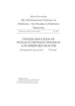 Cfd-Dem Simulation of Syngas-To-Methane Process in a Fluidized-Bed Reactor