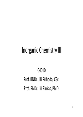 Inorganic Chemistry III