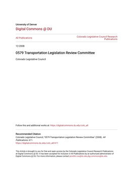 0579 Transportation Legislation Review Committee