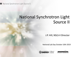 National Synchrotron Light Source II