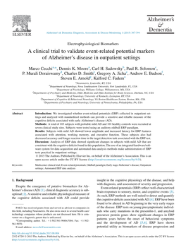 A Clinical Trial to Validate Event-Related Potential Markers of Alzheimer's Disease in Outpatient Settings