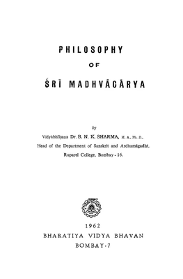 Philosophy of Sri Madhvacarya