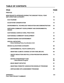 Table of Contents