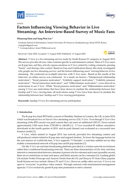 Factors Influencing Viewing Behavior in Live Streaming