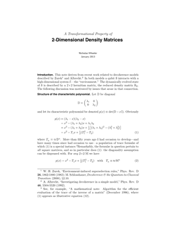 2-Dimensional Density Matrices