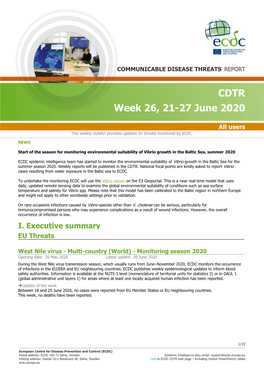 Communicable Diseases Threat Report, 27 June 2020