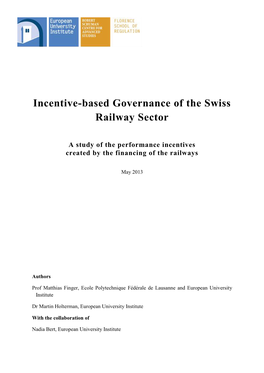 Incentive-Based Governance of the Swiss Railway Sector