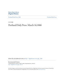 Portland Daily Press: March 16,1866