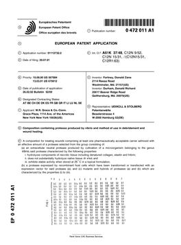 Composition Containing Protease Produced by Vibrio and Method of Use in Debridement and Wound Healing