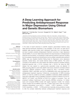 A Deep Learning Approach for Predicting Antidepressant Response in Major Depression Using Clinical and Genetic Biomarkers