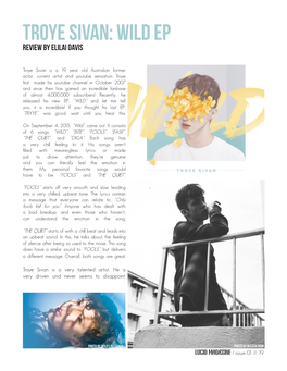 Troye Sivan: Wild Ep Review by Elilai Davis