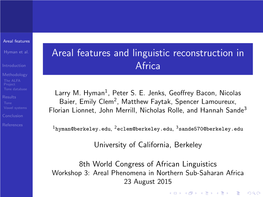 Areal Features and Linguistic Reconstruction in Africa