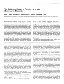 The Origin and Neuronal Function of in Vivo Nonsynaptic Glutamate