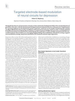 Targeted Electrode-Based Modulation of Neural Circuits for Depression Helen S