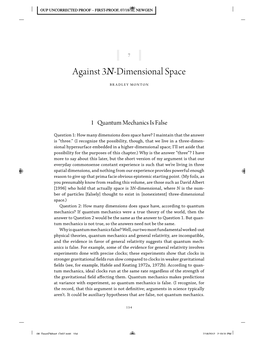 Against 3 N-Dimensional Space