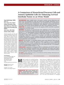 A Comparison of Mesenchymal Precursor Cells and Amnion Epithelial Cells for Enhancing Cervical Interbody Fusion in an Ovine Model