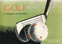 GOLF GOLF a Catalogue of Rare Books