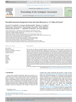 Possible Hominin Footprints from the Late Miocene (C. 5.7 Ma) of Crete?