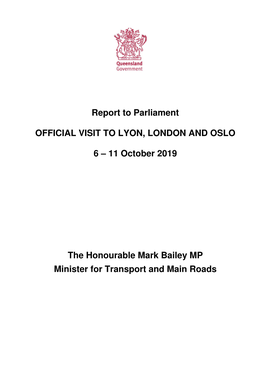 11 October 2019 the Honourable Mark Bailey MP Minister