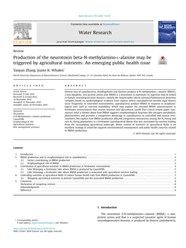 Production of the Neurotoxin Beta-N-Methylamino-L-Alanine May Be Triggered by Agricultural Nutrients: an Emerging Public Health Issue