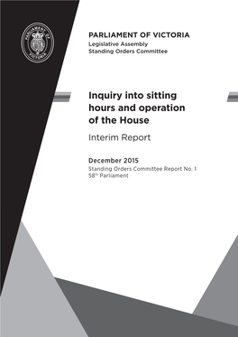Interim Report Sitting Hours and Operation of the House