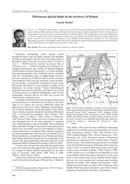 Pleistocene Glacial Limits in the Territory of Poland