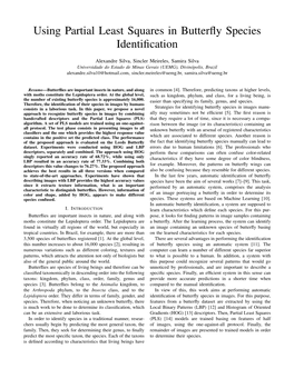 Using Partial Least Squares in Butterfly Species Identification