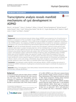 Transcriptome Analysis Reveals Manifold Mechanisms of Cyst Development in ADPKD Rita M