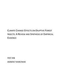 Climate Change Effects on Eruptive Forest Insects: a R Eview and Synthesis of Empirical Evidence