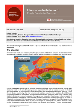 Information Bulletin No. 1 Flash Floods in Europe