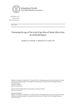 Estimating the Age of Fire in the Cape Flora of South Africa from an Orchid Phylogeny