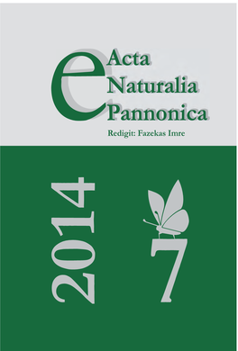 E-Acta Naturalia Pannonica 7: 1–191
