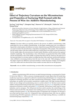 Effect of Trajectory Curvature on the Microstructure and Properties of Surfacing Wall Formed with the Process of Wire Arc Additive Manufacturing