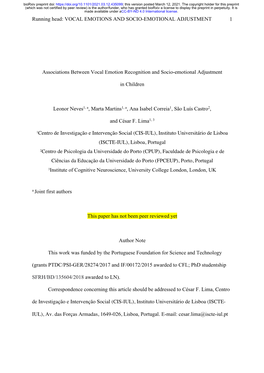 Associations Between Vocal Emotion Recognition and Socio-Emotional Adjustment