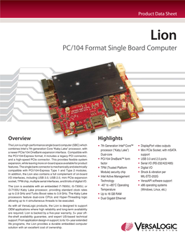 Lion PC/104 Format Single Board Computer