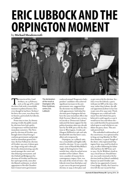 Eric Lubbock and the Orpington Moment by Michael Meadowcroft