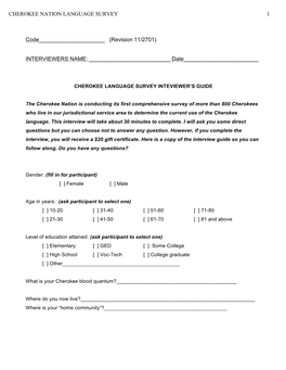 Cherokee Nation Language Survey 1