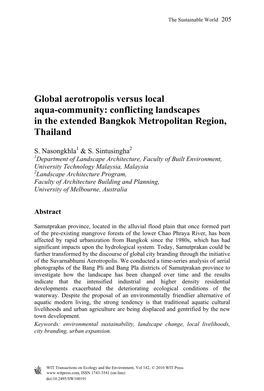 Global Aerotropolis Versus Local Aqua-Community: Conflicting Landscapes in the Extended Bangkok Metropolitan Region, Thailand