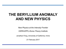 The Beryllium Anomaly and New Physics