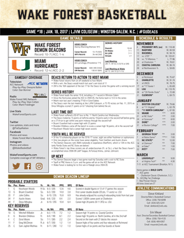 Wake Forest Demon Deacons Miami Hurricanes