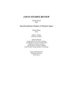 Japan Studies Review