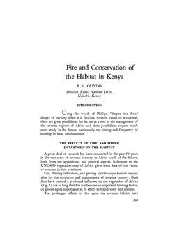 Fire and Conservation of the Habitat in Kenya