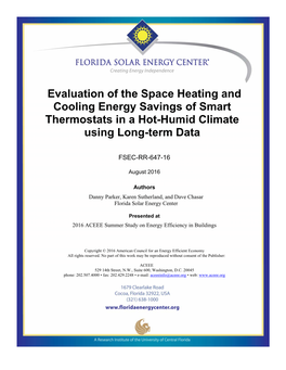 Evaluation of the Space Heating and Cooling Energy Savings of Smart Thermostats in a Hot-Humid Climate Using Long-Term Data