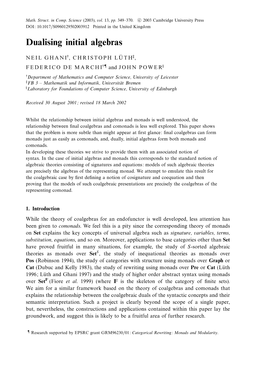 Dualising Initial Algebras