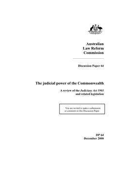 Australian Law Reform Commission the Judicial Power of The