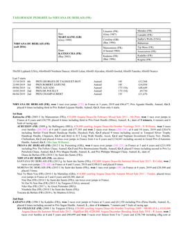 TAILORMADE PEDIGREE for NIRVANA DU BERLAIS (FR)