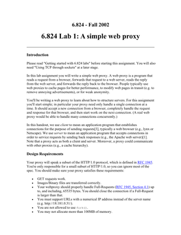 6.824 Lab 1: a Simple Web Proxy