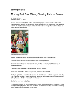 Moving Past Foot Woes, Clearing Path to Games