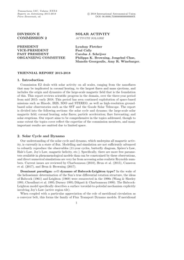 DIVISION E SOLAR ACTIVITY COMMISSION 2 1. Introduction 2